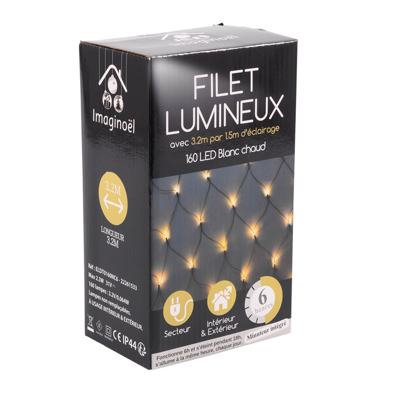 Guirlande Filet Lumineux 160 LED Fixe 3 2m Blanc Chaud L Incroyable